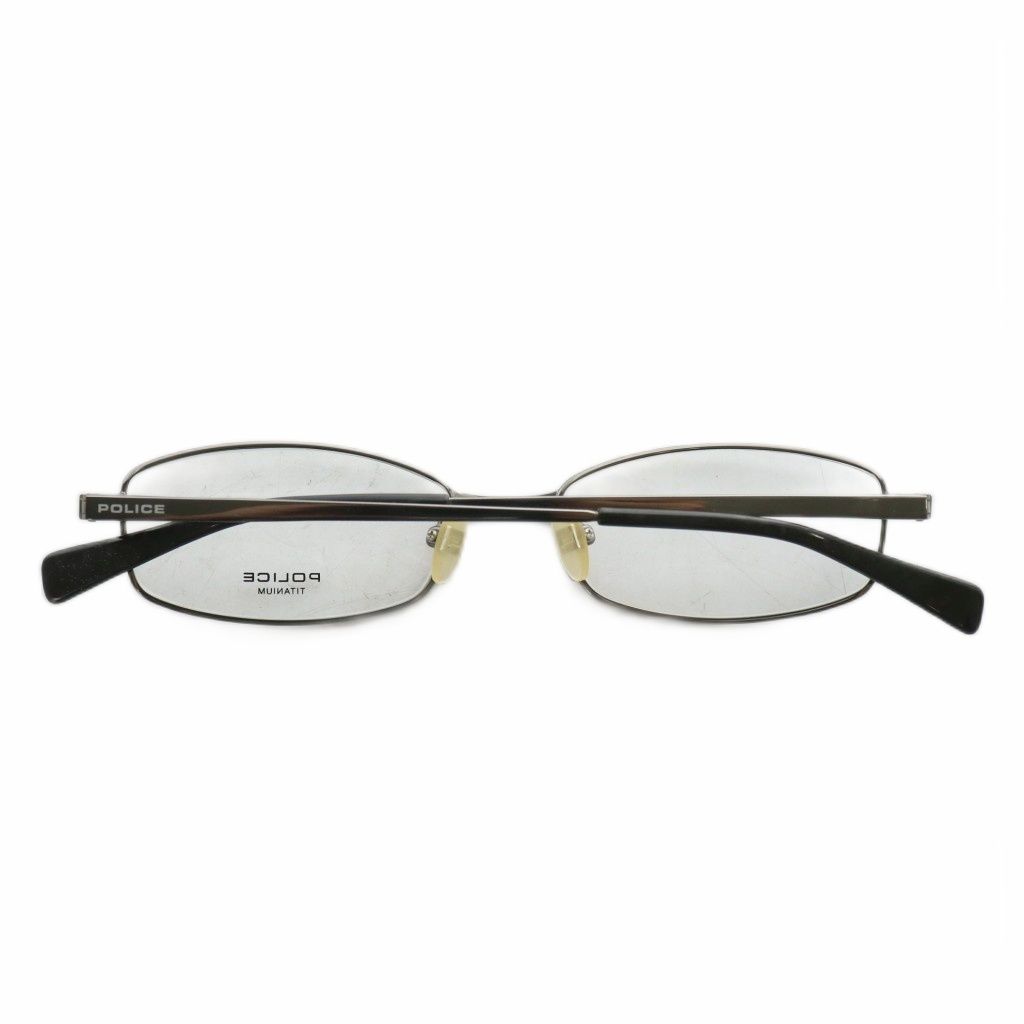 ポリス POLICE 眼鏡 メガネ 度なし チタンフレーム スクエア ロゴ 51□17-140 シルバー色 V8520J XZ GY11