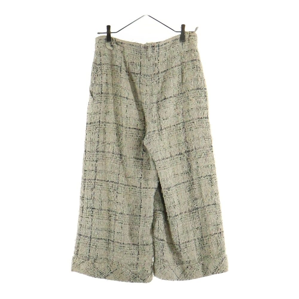 CHANEL シャネル ロールアップ ツイード チェック パンツ ベージュ