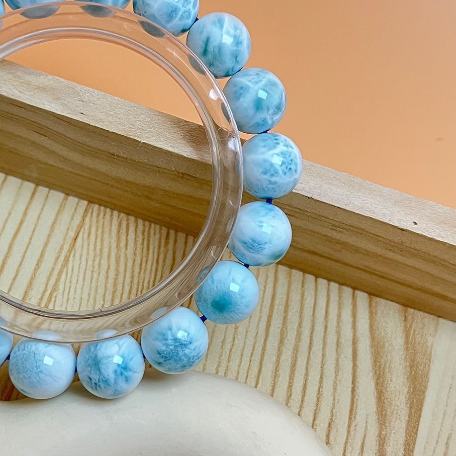 EU製 ドミニカ共和国産のラリマー ペクトライト パワーストーン ブレスレット 天然石 開運 金運 プレゼント 約10.8-11.4mm ZB9467 WWW_NOITHATQUANGTHANH_NET