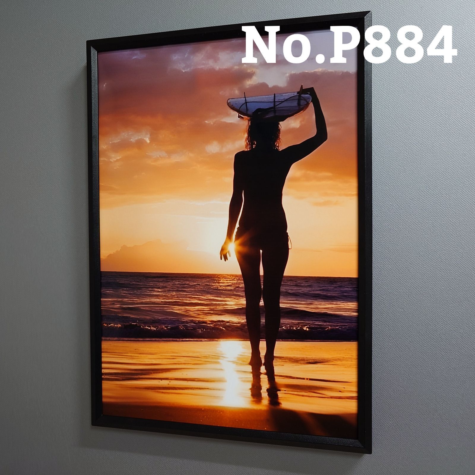 No.P884 A4 サーフィン ポスター 写真 アート インテリア 海 ビーチ 夏