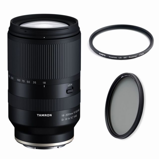 TAMRON タムロン 18-300 mm F 3.5-6.3 Di III A VC VXD KANI CPL プロテクター フィルター セット Sony Eマウント APS-C 交換レンズ