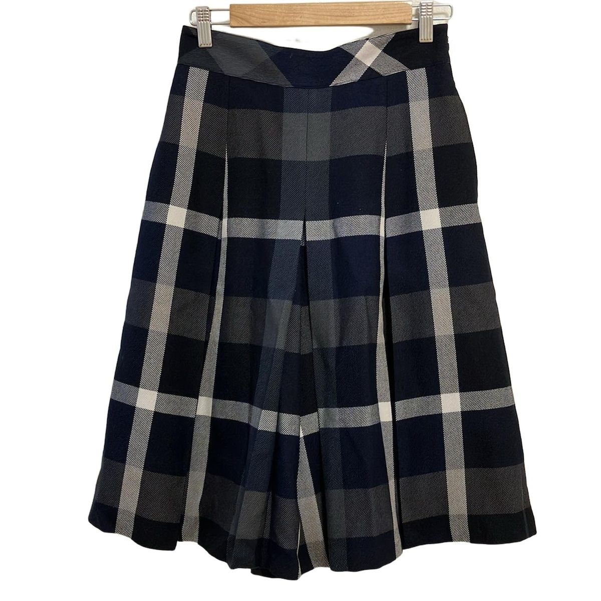 ブルーレーベルクレストブリッジ パンツ サイズ38 M レディース - 55R10-261-29 ブルー×アイボリー ひざ丈|チェック ウール