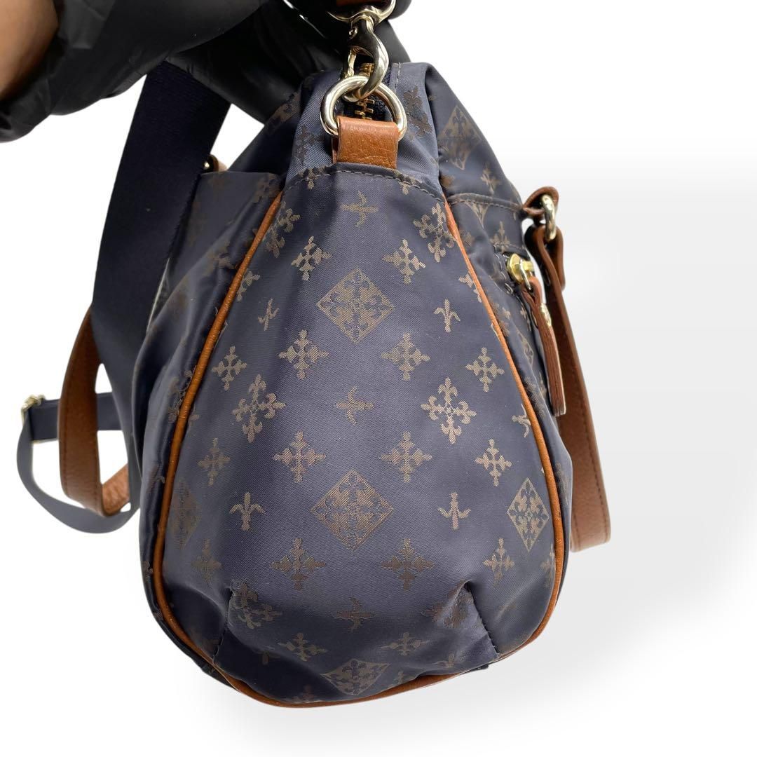極美品 ラシット russet ボストンショルダーバッグ 2way ネイビー 極美品 Russet ラシット 2way ショルダーバッグ ナイロン