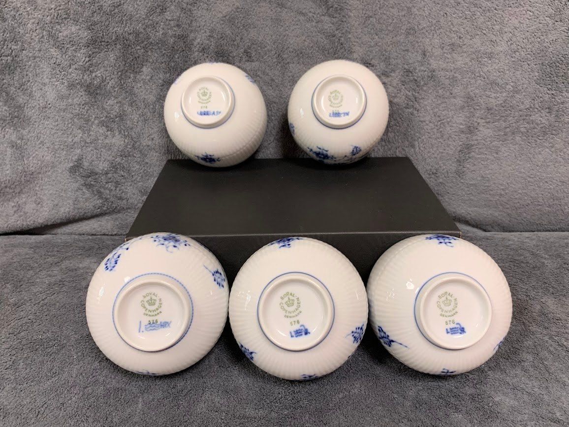 ☆ ロイヤルコペンハーゲン ブルーフルーテッド急須 湯呑み5客セット