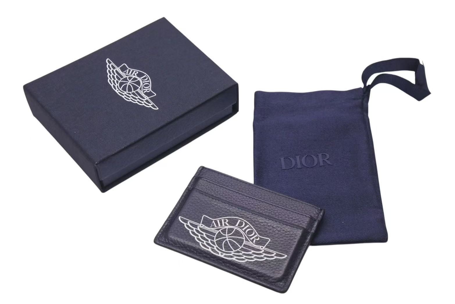 ChristianDior クリスチャンディオール NIKE ナイキ AIRDIORロゴプリントレザーカードケース グレー レザー 4b000253