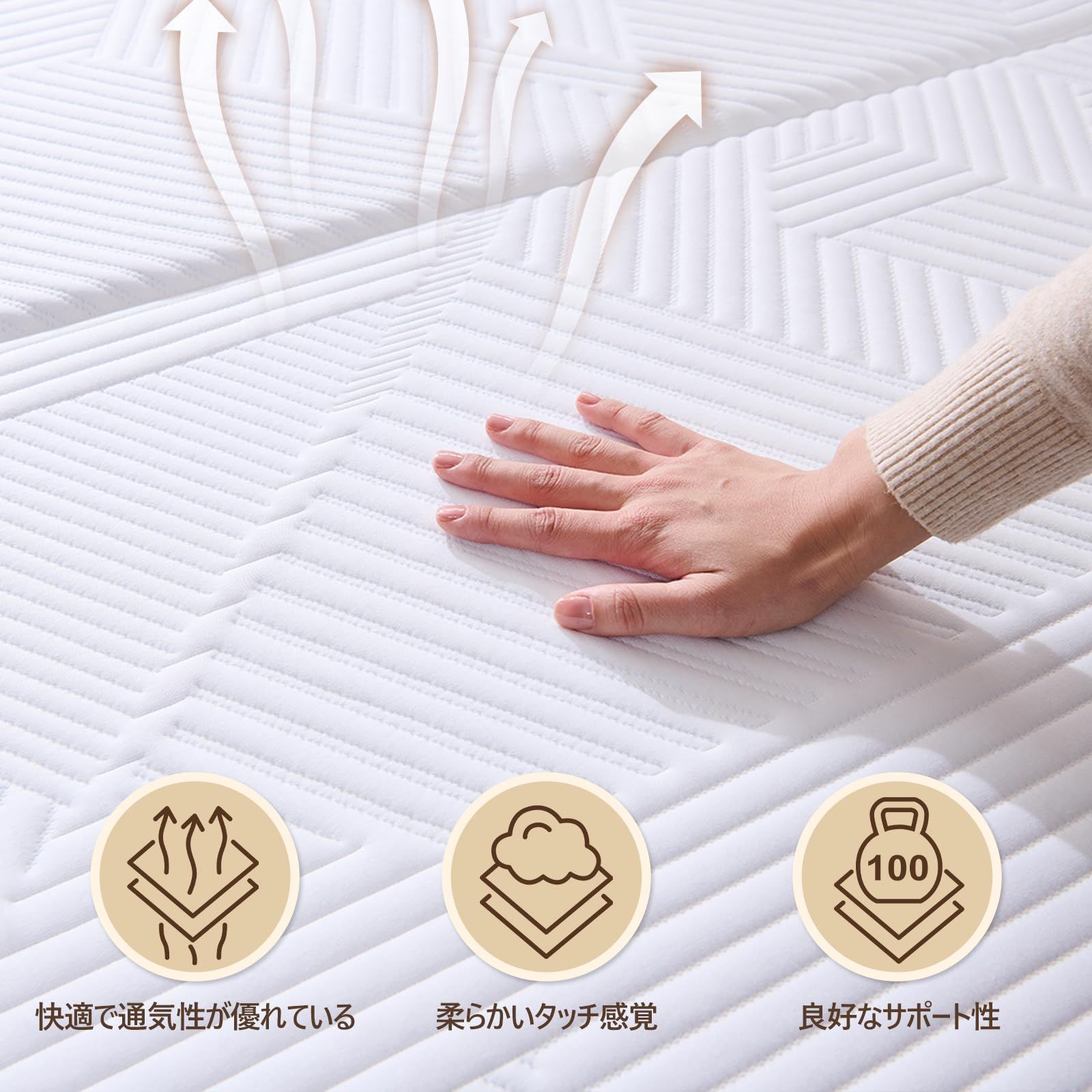 Hillmoonri 三つ折りマットレス セミダブル 厚さ10 cm 低反発 高反発 フィット感 折り畳み 底面滑り止め付き 洗えるカバー付き