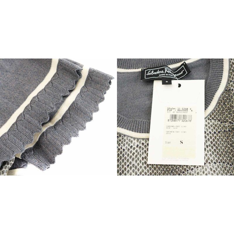 【サルヴァトーレフェラガモ】シルクプリント半袖コットンニット　ボタニカル　L サルヴァトーレフェラガモ Salvatore Ferragamo アンサンブル