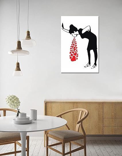 バンクシー アートパネル 壁掛け バンクシー ポスター インテリア モノクロ 絵 壁画 金運ポスター 浴室 部屋に飾る絵 おしゃれ (40x60cm)