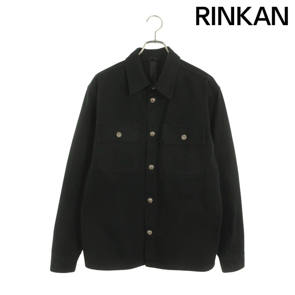 クロムハーツ サイズ:S WORK DOG ワークドッグ クロスボールボタンデニム長袖シャツ 中古 OS06 クロムハーツ WORK DOG/ワークドッグ クロスボールボタンデニム