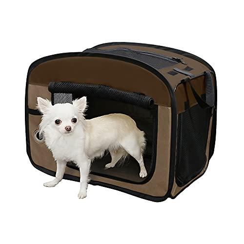 アイリスオーヤマ 犬 猫 ケージ 折りたたみ アウトドア 防災 ブラウン 超小型犬 猫用 幅53.5×奥行32.5×高さ42.5cm