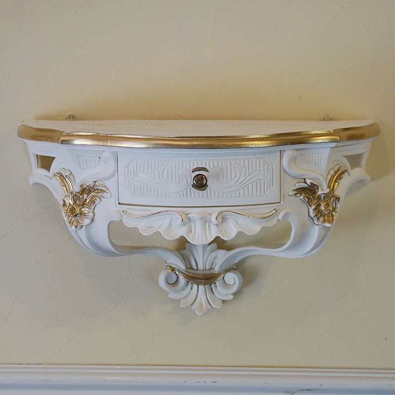 壁掛け コンソール 引出し付 卸売 ホワイト＆ゴールド イタリア製