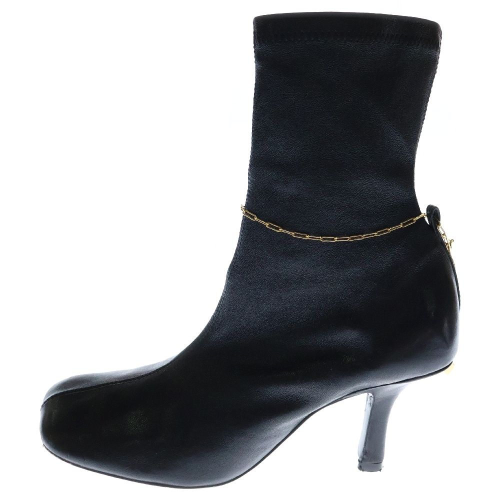 BURBERRY バーバリー Leather Slinky Ancle Boots レザー スリンキー チェーン アンクルブーツ ブラック レディース