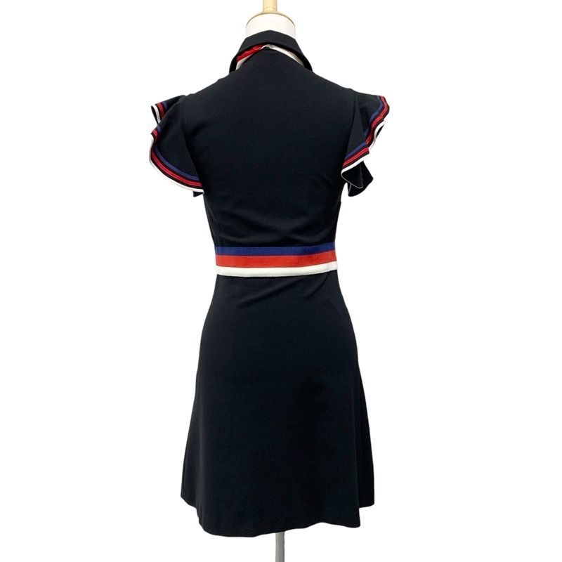 グッチ GUCCI ワンピース レーヨン ブラック フリル ノースリーブ