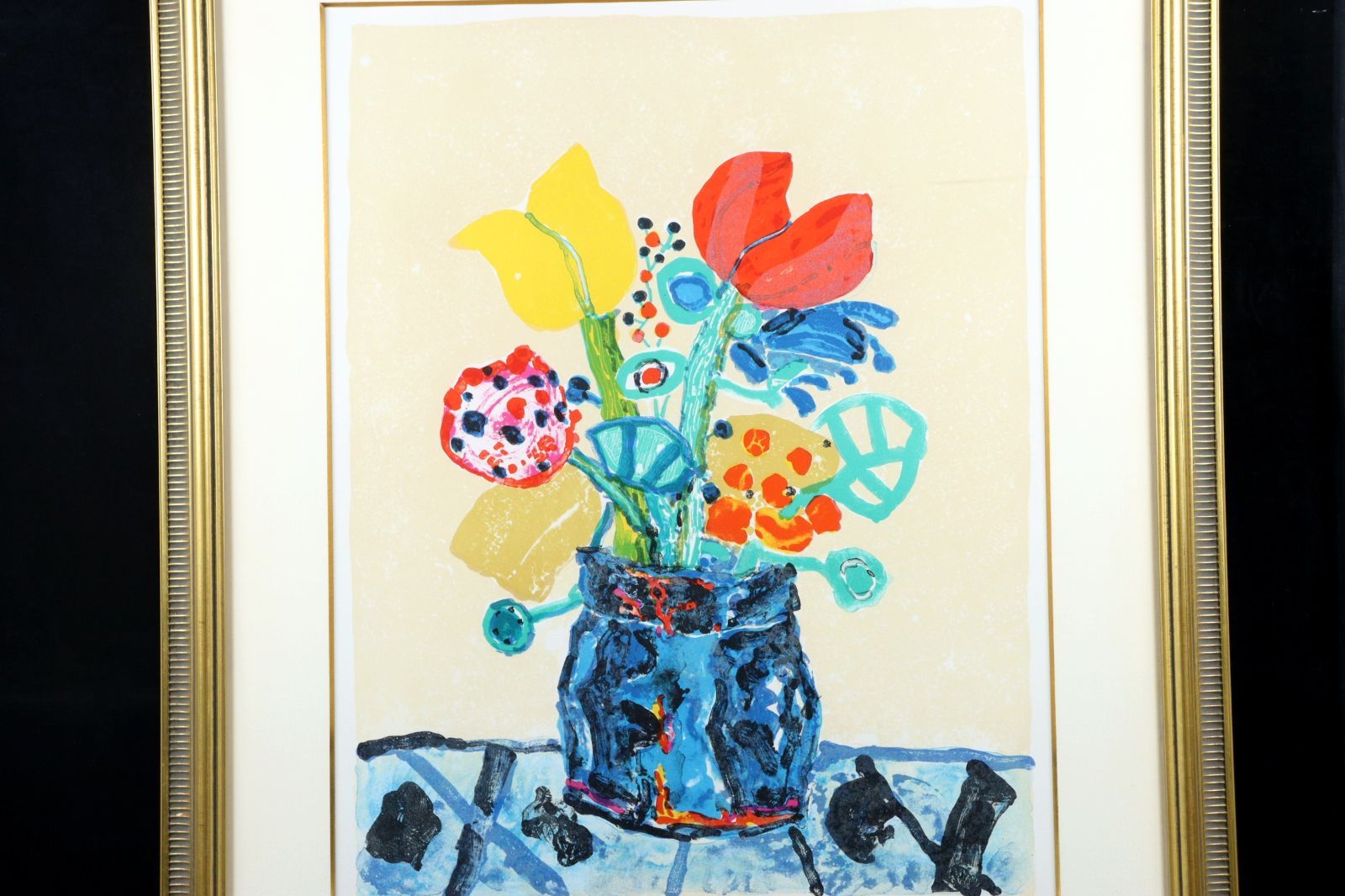 ポール・アイズピリ 「藍色花瓶と赤と黄色のチューリップ」10/200