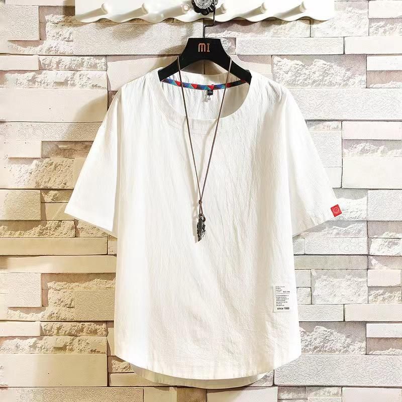 シンプル 七分丈Tシャツ メンズ バック長め 五分袖 カットソー 五分丈 七分袖Tシャツ ティーシャツ 大きいサイズ 夏 ビッグT