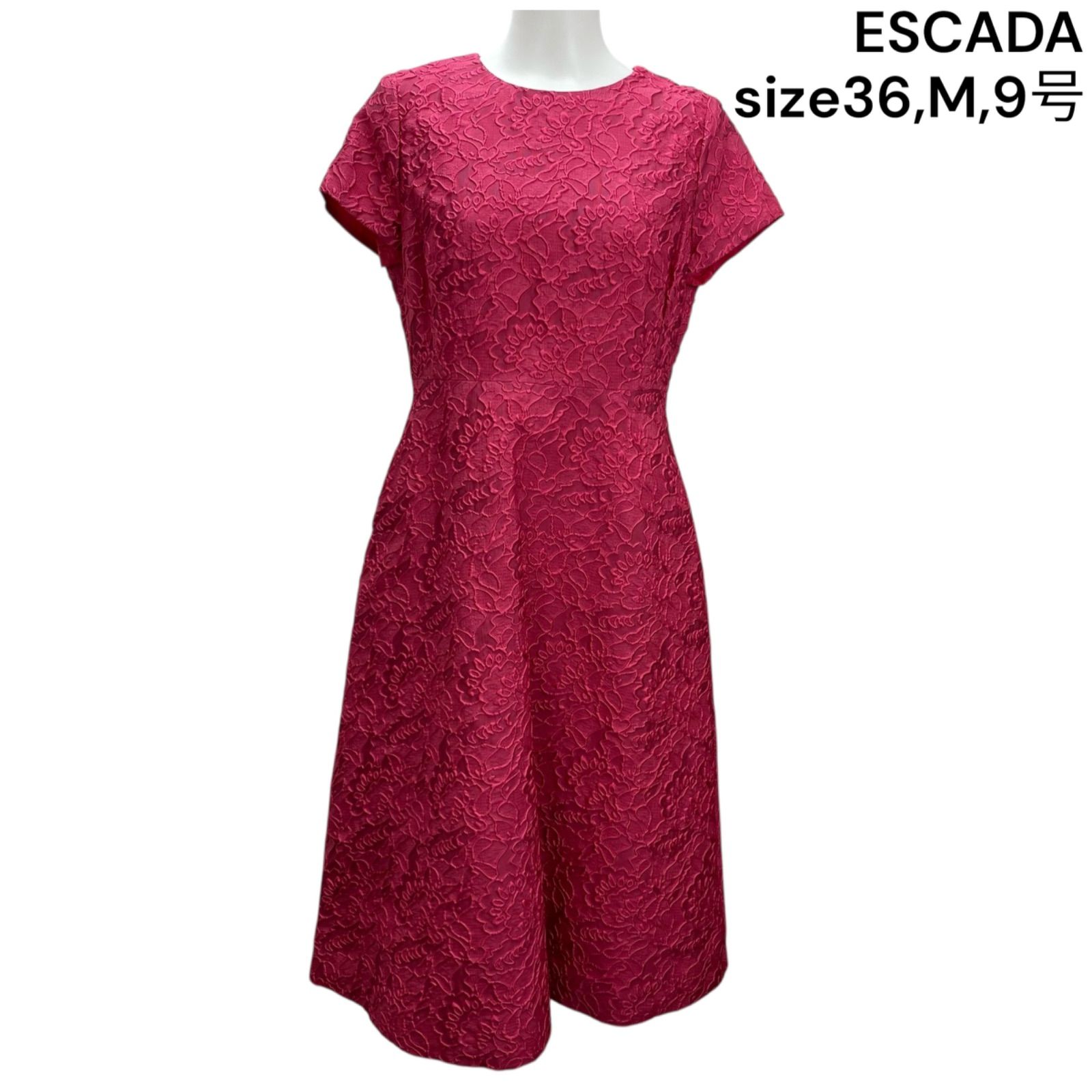 美品✨ ESCADA ロングワンピース ドレス 半袖 フレア 刺繍 シルク エスカーダ ESCADA ワンピース ドレス ロング 半袖 フレア 刺繍