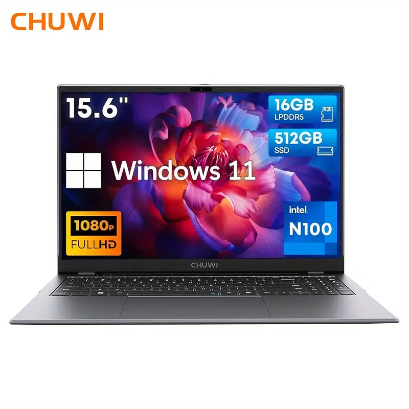 CHUWI GemiBook Plus ノートパソコン 39.62cm、16GB DDR5 512GB SSD、第12世代 Intel N100 (最大3.4GHz)、1920*1080 FHD IPS ディスプレイ、WiFi 6、1TB SSD 拡張