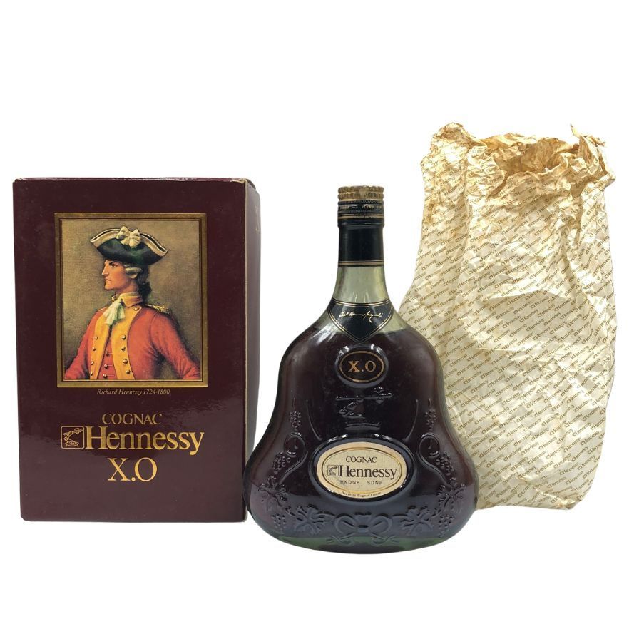 ⑩Hennessy X.O. 　グリーンボトル　金キャップ　箱付き ヘネシーXO金キャップグリーンボトル