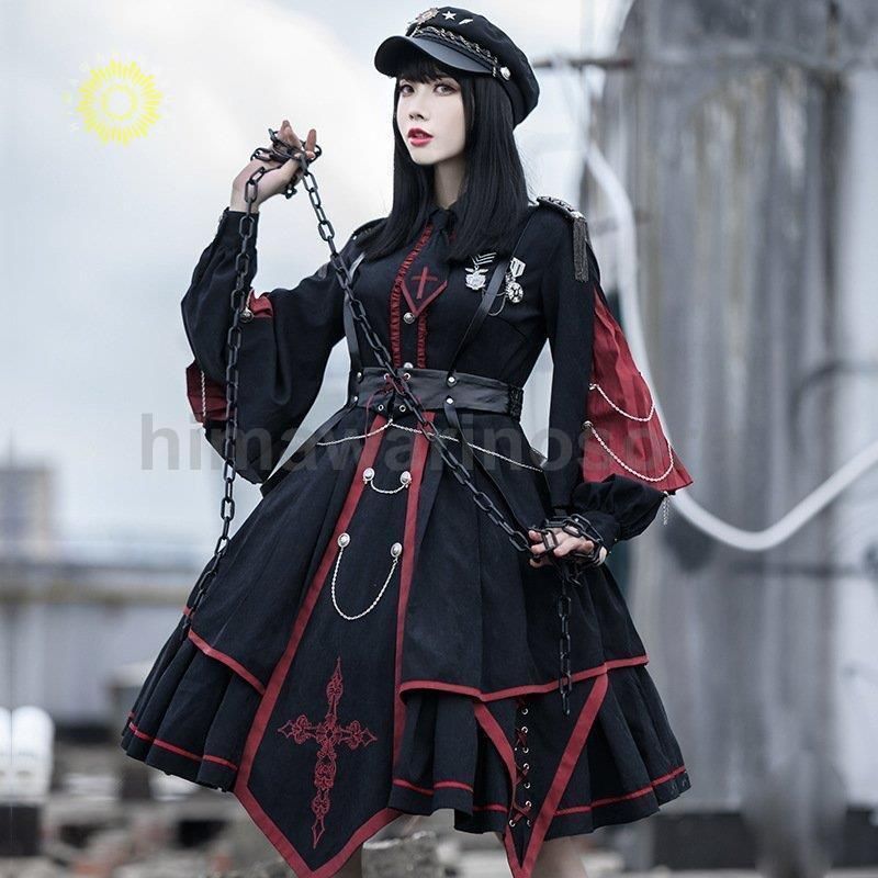 ワンピース ゴスロリ コスチューム コスプレ かっこいい クール軍ロリ 軍服 長袖 衣装 レディース