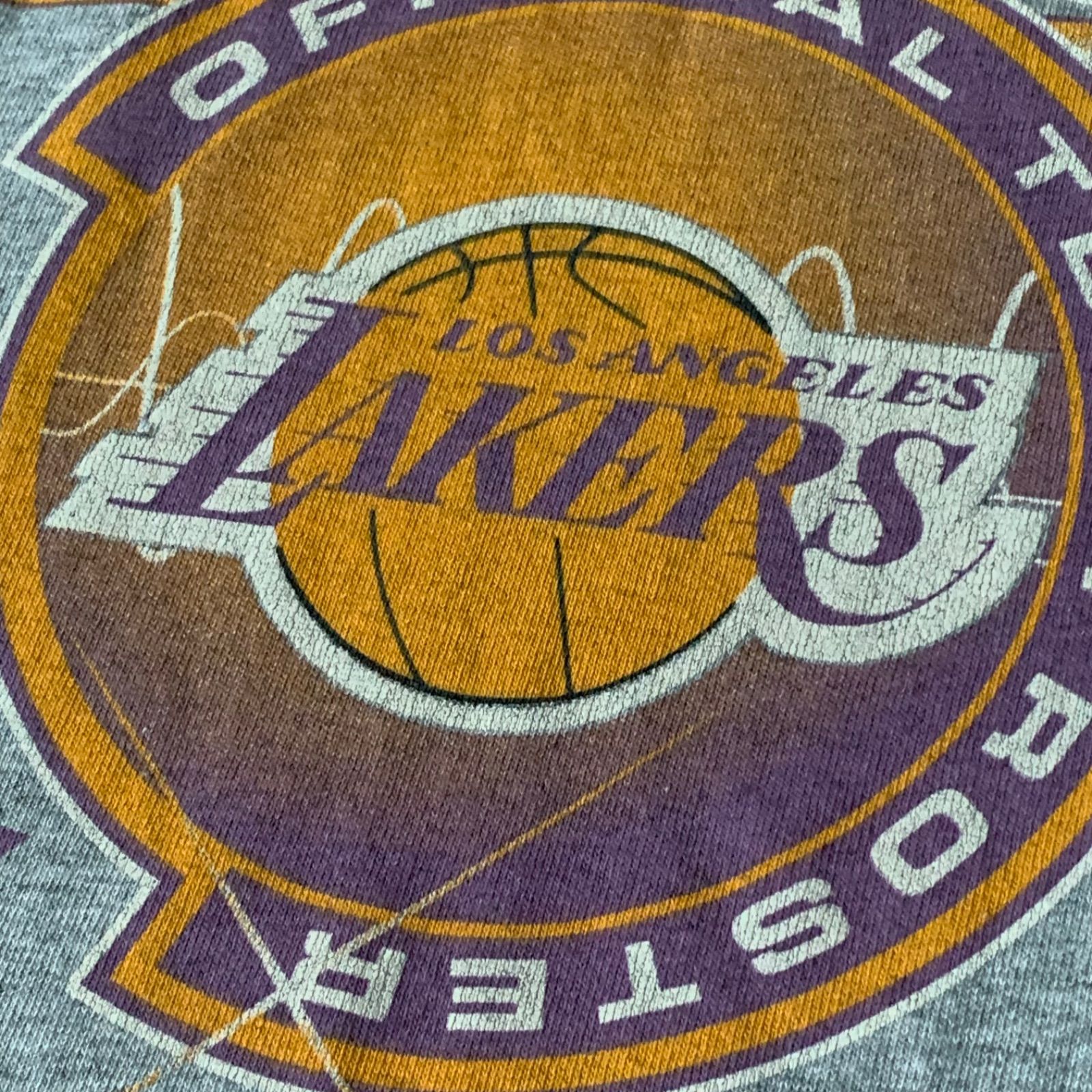 00s ALSTYLE “LOS ANGELS LAKERS” S/S Graphic T-Shirt アルスタイル ロサンゼルスレイカーズ グラフィックTシャツ 半袖 グレー XLサイズ メキシコ製 両面プリント NBA バスケットボール コービー シャック