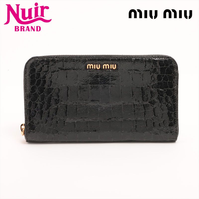 Miu Miu ミュウ ミュウ 長財布 パテントレザー 型押し