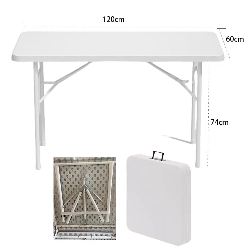 Kaniya 120cm 折りたたみ テーブル アウトドア 作業テーブル ポータブル キャンプ テーブル 簡易 作業台 折畳み 簡単組立 耐荷重120kg 室内 屋外 レジャー キャンプ ピクニック用 ホワイト