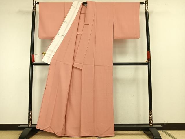 平和屋着物▽色無地　単衣　珊瑚色　洗える着物　AAAW7780fy 平和屋着物▽色無地 単衣 珊瑚色 洗える着物 AAAW7780fy