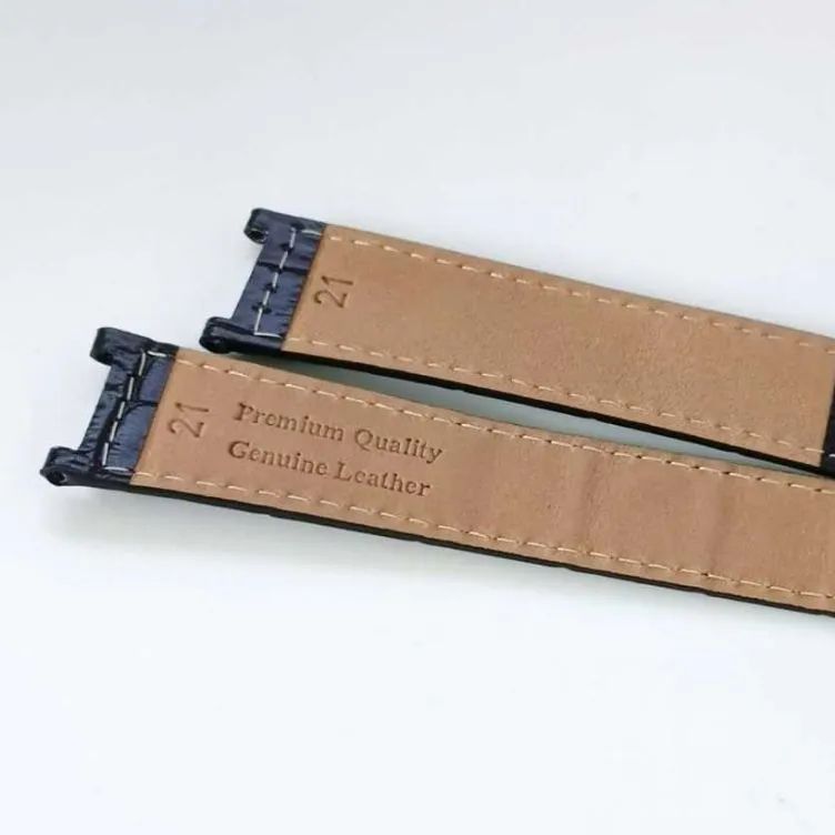 21mm 腕時計 凹型 革 イタリアンカーフレザーベルト ブラック 黒