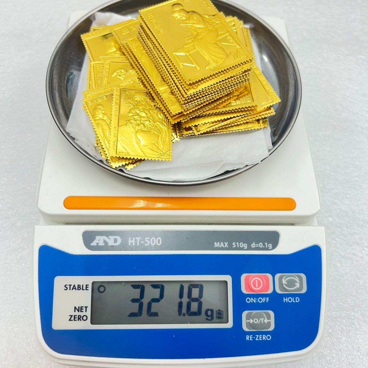 純銀プレート　切手型/松本徽章工業製 切手モチーフ 純銀金張 46枚 純銀 3枚 まとめ売り 300g越え