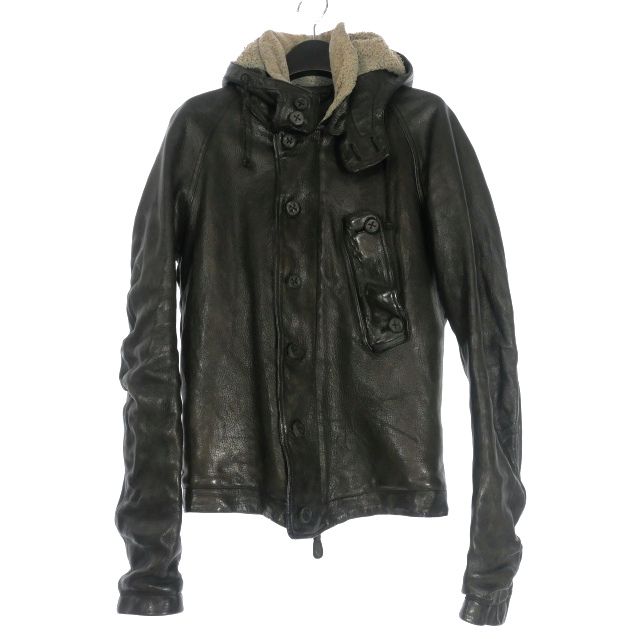 クリスチャン ポー christian peau ムートン シングルライダースジャケット ブルゾン 長袖 44 ブラック 黒