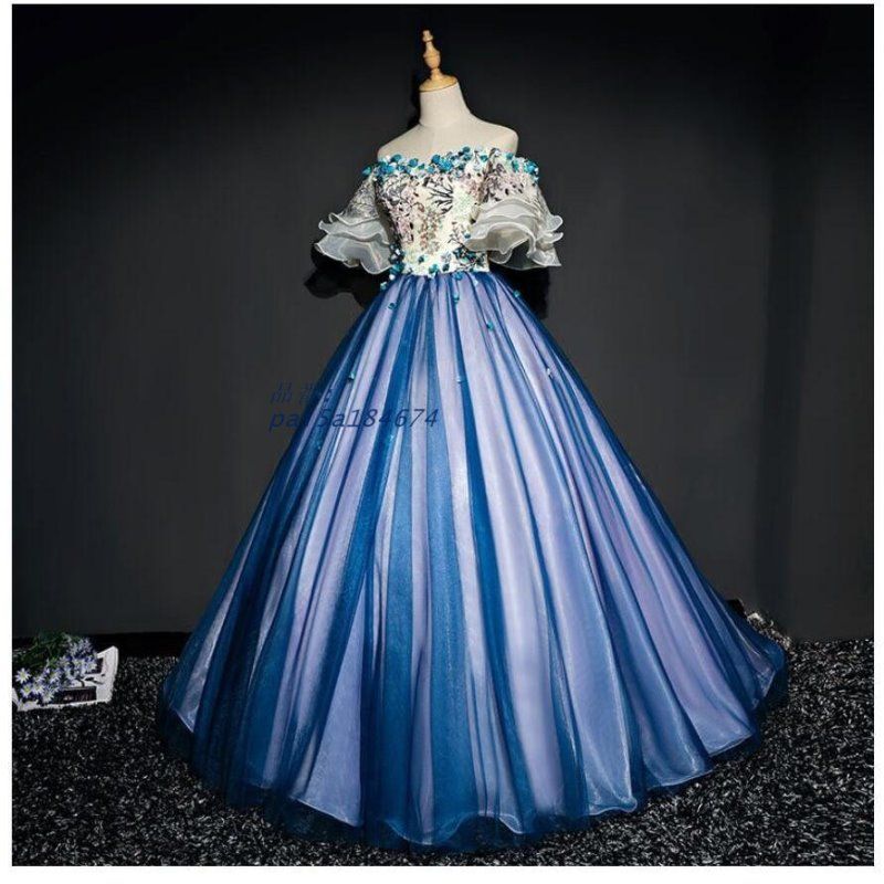 オフショルダー パーティードレス 10代 20代 30代40代 袖あり ロングドレス 結婚式 二次会 ウエディングドレス 舞台衣装 おしゃれ 演奏会 カラードレス 披露宴 pai5a184674