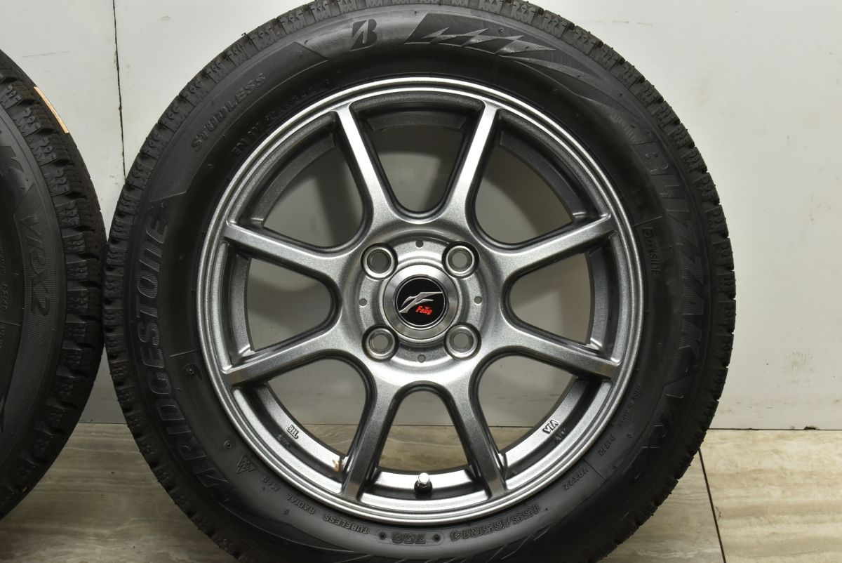 【バリ溝 美品】ファング 14in 4.5J +45 PCD100 ブリヂストン ブリザック VRX2 155/65R14 N-BOX デイズ サクラ タント ムーヴ ワゴンR