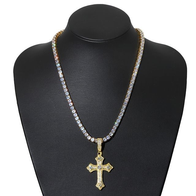 モアサナイト クロスペンダントトップ Moissanite ゴールド .925Silver  