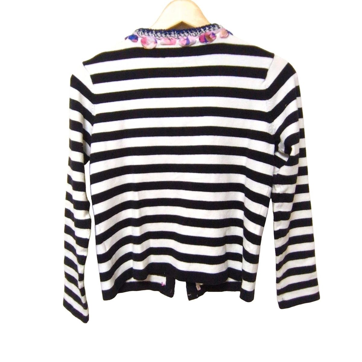 Chesty チェスティ カーディガン サイズF レディース - 白×黒×マルチ 長袖 ボーダー フラワー 花