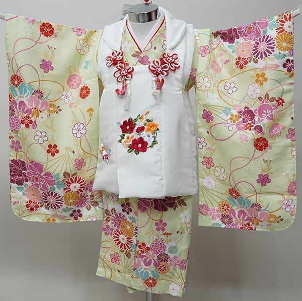 七五三 三歳 女児 被布着物フルセット 半衿伊達襟付き 花ひめ NO37018