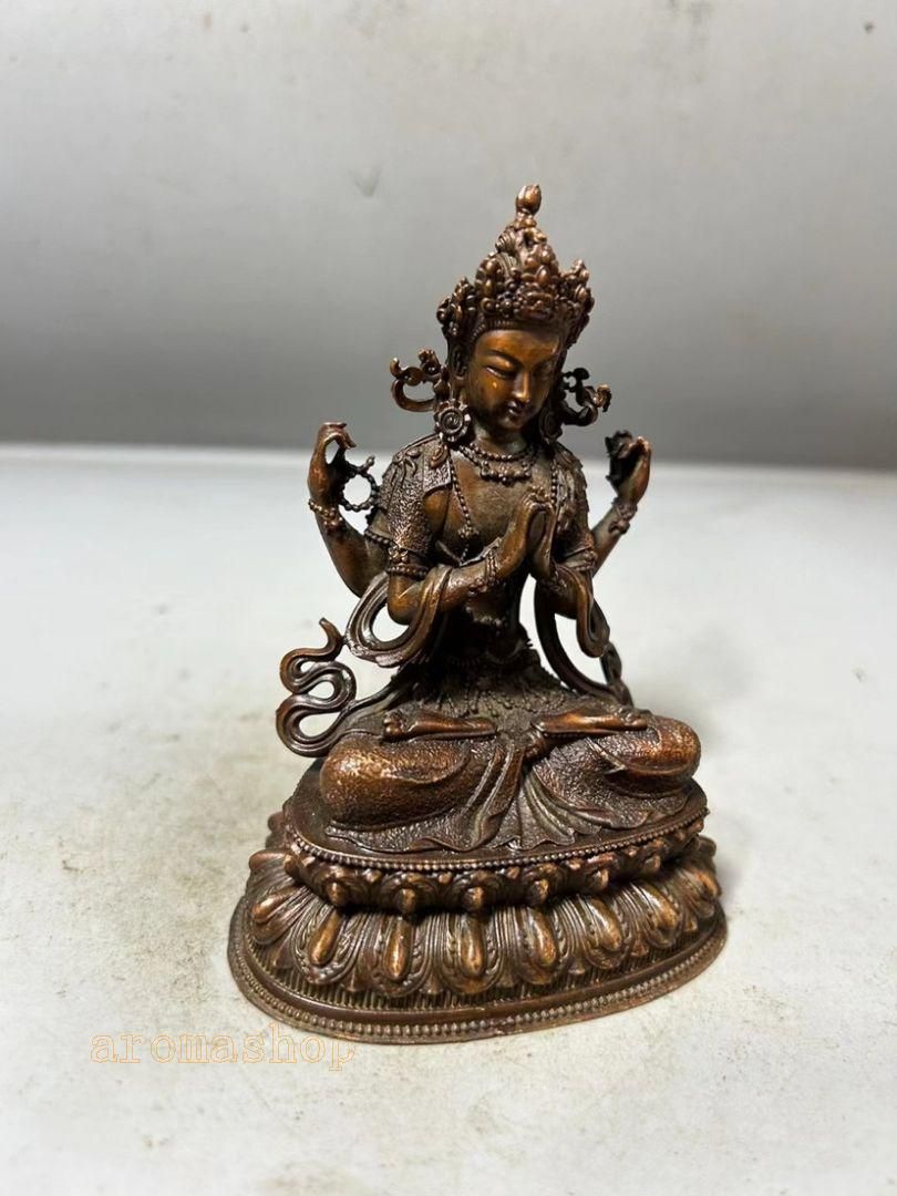 銅細工 カンフー坊主置物 装飾品 工芸品 美術品