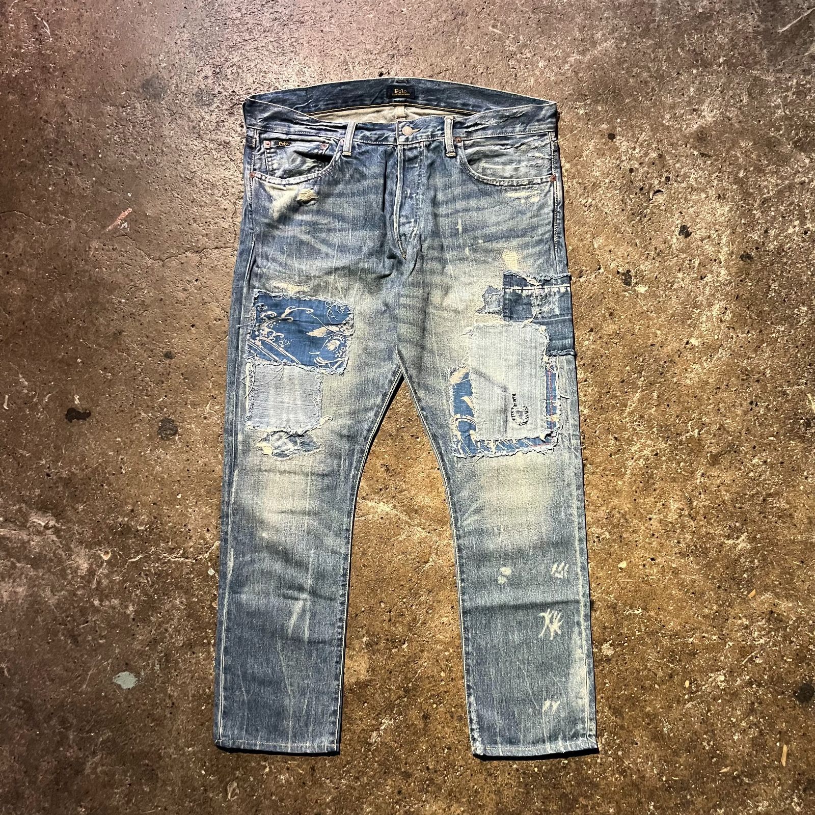 Polo RALPH LAUREN THE SULLIVAN SLIM パッチワークデニム ダメージ
