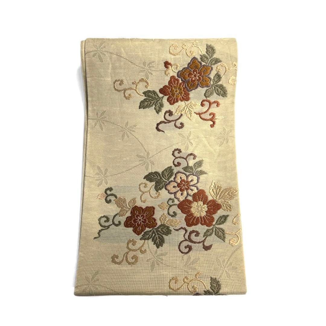 袋帯　夏用　絽　花模様　リーフ　唐草　唐織　着物　063a d 袋帯 夏用 絽 花模様 リーフ 唐草 唐織 着物 063a d - メルカリ