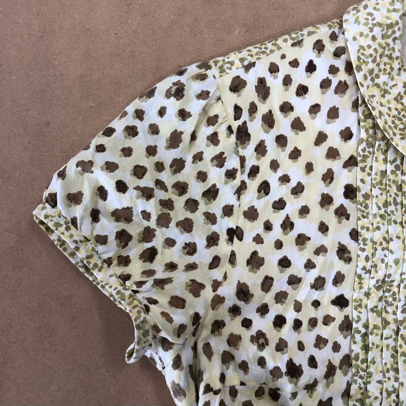 トッカ TOCCA ワンピース 半袖 ウエストリボン付き 柄模様 膝丈