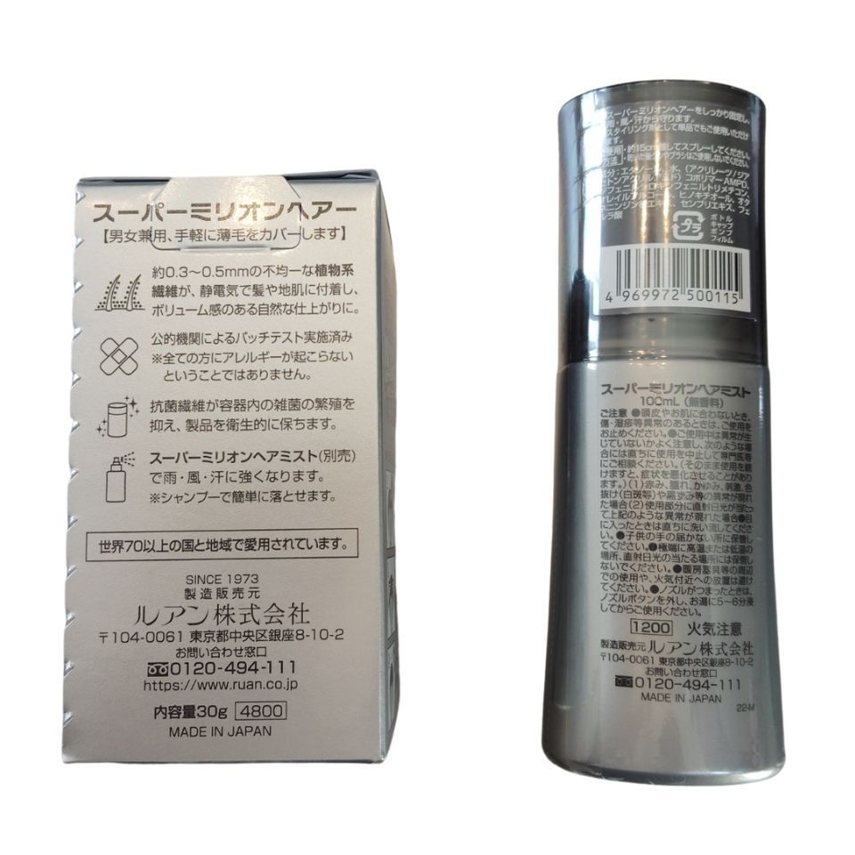 スーパーミリオンヘアー 30g ライトブラウン NO.3 ミスト 100ml セット