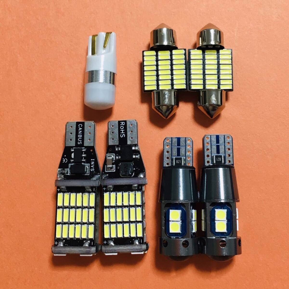 【車検対応】  超爆光 日産 ML21S ルークス T10 LED ルームランプ バックランプ ポジション球 ナンバー灯 7個セット ホワイト 送料無料 車用品