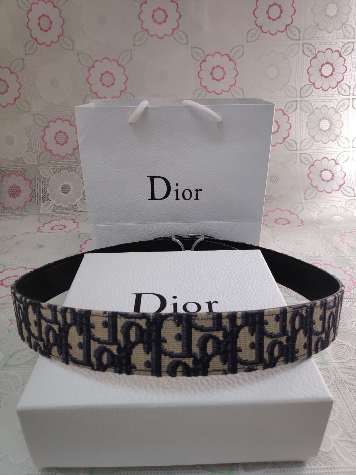  Dior クリスチャンディオール ベルト リバーシブル ベルトストラップ CDバックル 銀色金具 男女兼用✜ ベルト 小物