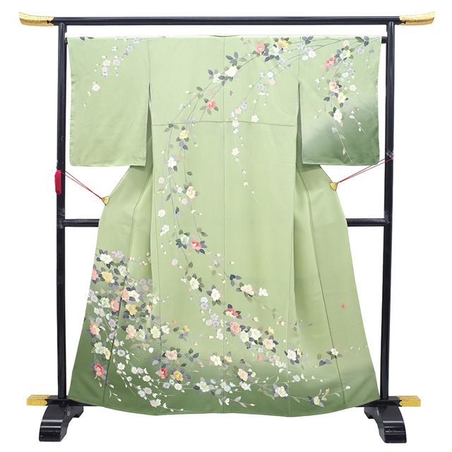 新品 絽 手描き友禅 落款 修 夏着物 正絹 仕付け糸付 訪問着 6401 新品 絽 手描き友禅 落款 修 夏着物 正絹 仕付け糸付 訪問着