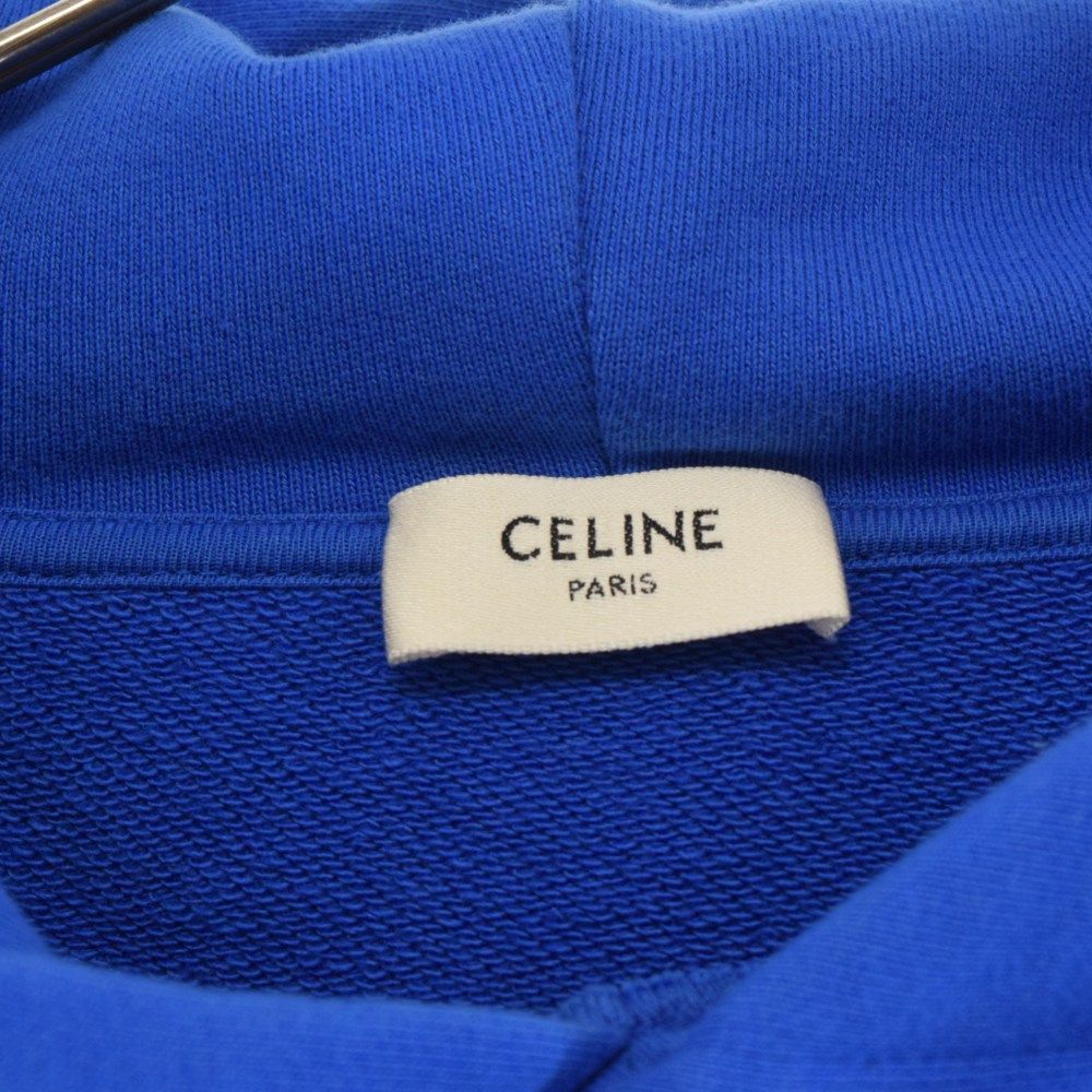 CELINE セリーヌ 21SS by Hedi Slimane LOOSE HOODIE WHIT HOOD LOGO 2Y499052H フードロゴプリントスウェットプルオーバーフーディ ロゴパーカー ブルー