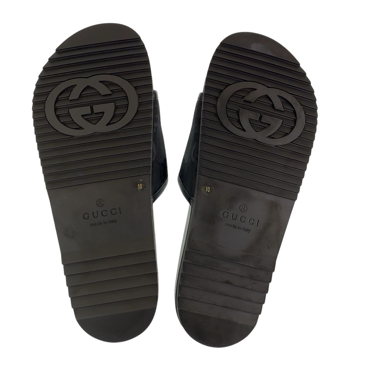 新品未使用 GUCCI グッチ GG柄 スライドサンダル ブラック 黒 PVC 
