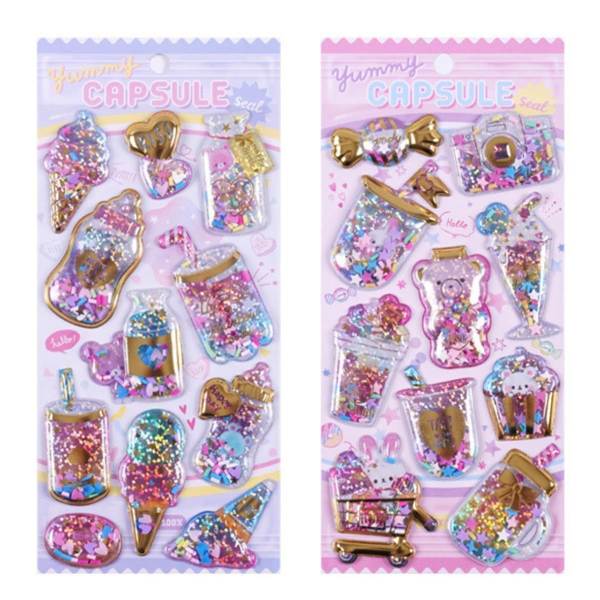 ぷっくりシール② [YUKIRA] シール ごほうびシール かわいい キラキラシール ウォーターシール ぷっくりシール 女の子 手帳ステッカー ぷくぷく シール キラキラ ハート 立体 デコ ステッカー プレゼント クリスマス 誕生日 お祝い トイトレ お片付