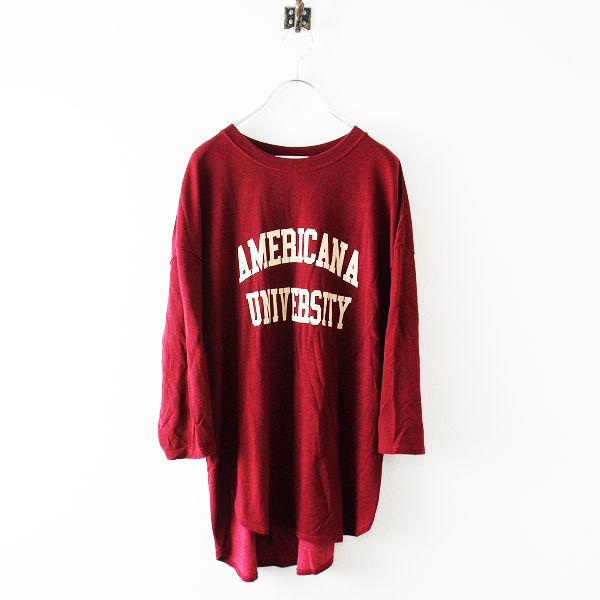 新品 【AMERICANA/アメリカーナ】Football T-sh ボルドー