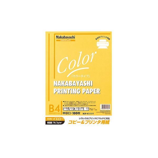 (業務用セット) コピー＆プリンタ用紙 カラータイプ B4 100枚入 HCP-4111-Y