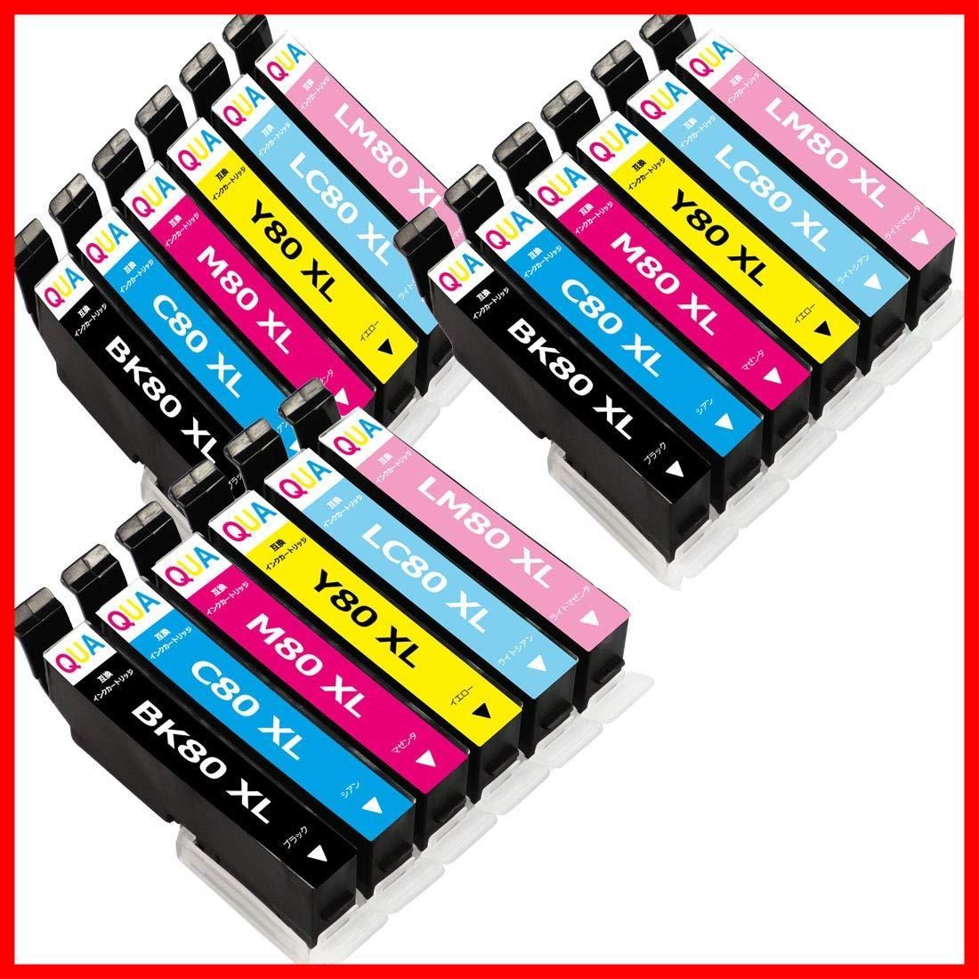 【特価セール】707a ep-708a ep808a ep977a3 ep-808aw 807ab 808ar ep777a ep979a3 対応機種: 互換インクカートリッジic80l増量 残量表示付きICチップ付きQUA 6色セットx3計１８本セット ic