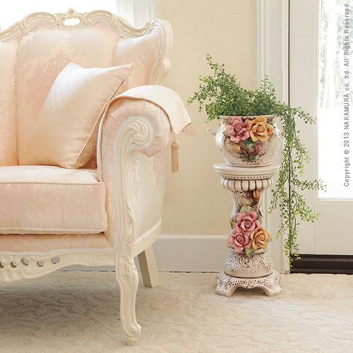 イタリア 家具 ヨーロピアン ヴェローナクラシック 陶製コラムポット 鉢植え 玄関 ヨーロッパ家具 クラシック 輸入家具 アンティーク風 イタリア製 おしゃれ 感 エレガント リモート テレワーク 在宅